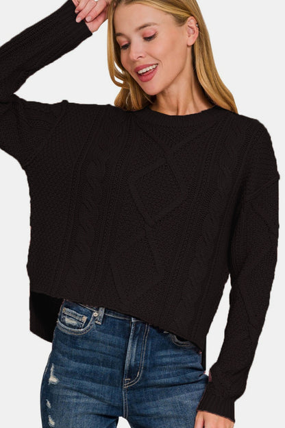 That Time Cable Sweater with Side Slits