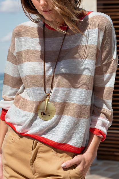 Samantha Neutral Stripes Knit Top