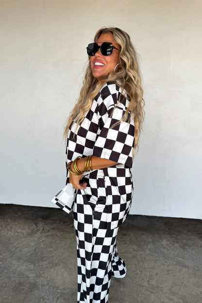 PREORDER: Check Babe Side Slit Top