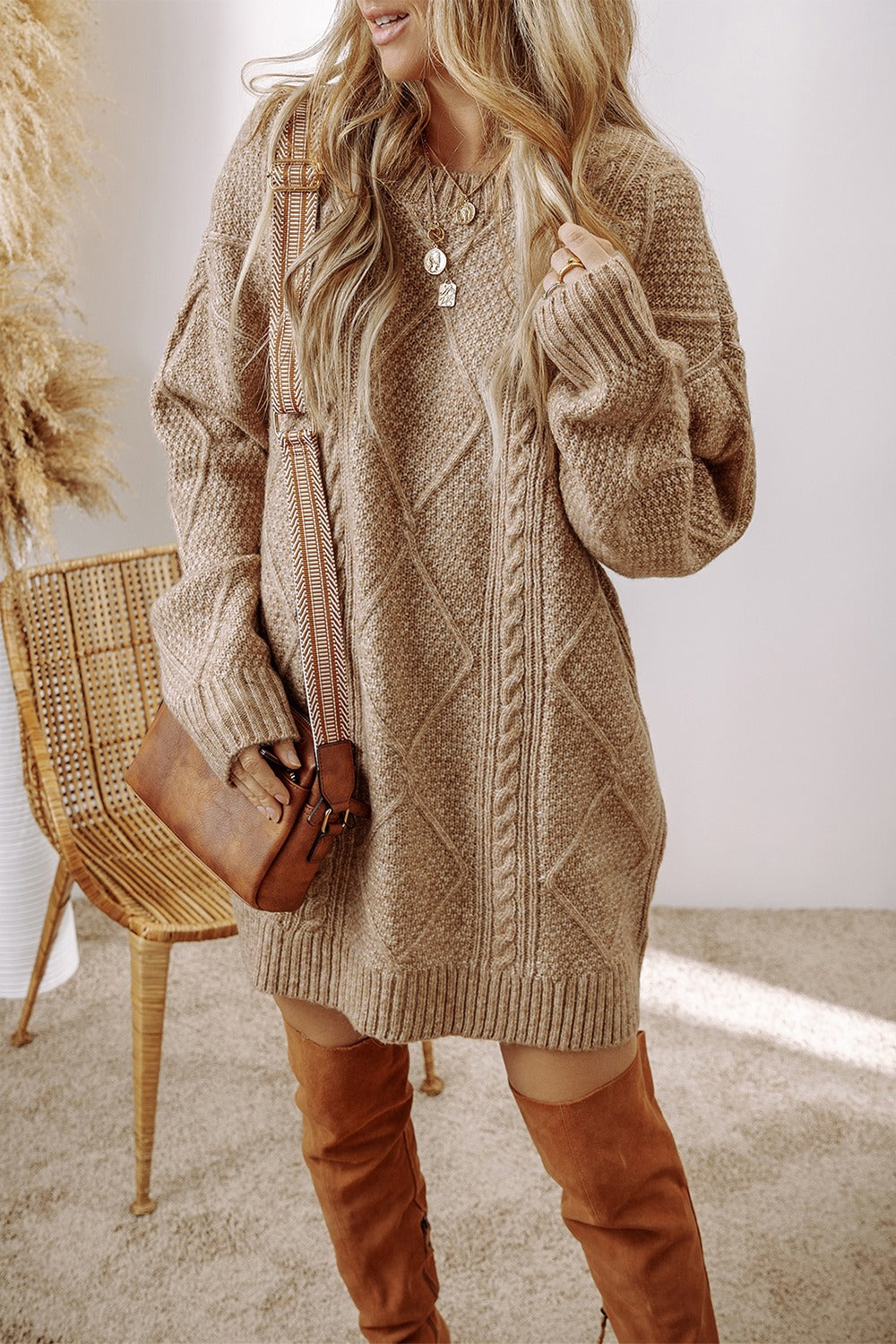 Becky Cable-Knit Sweater Dress