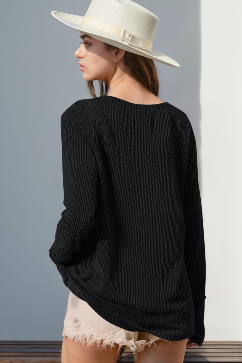 Cozy Casual Ribbed Button Top