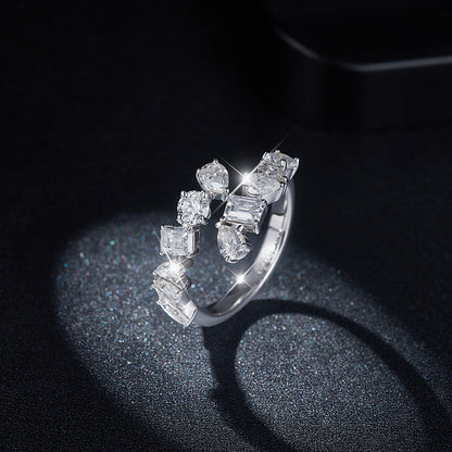 2.6 Carat Moissanite 925 Sterling Silver Bypass Ring/Band