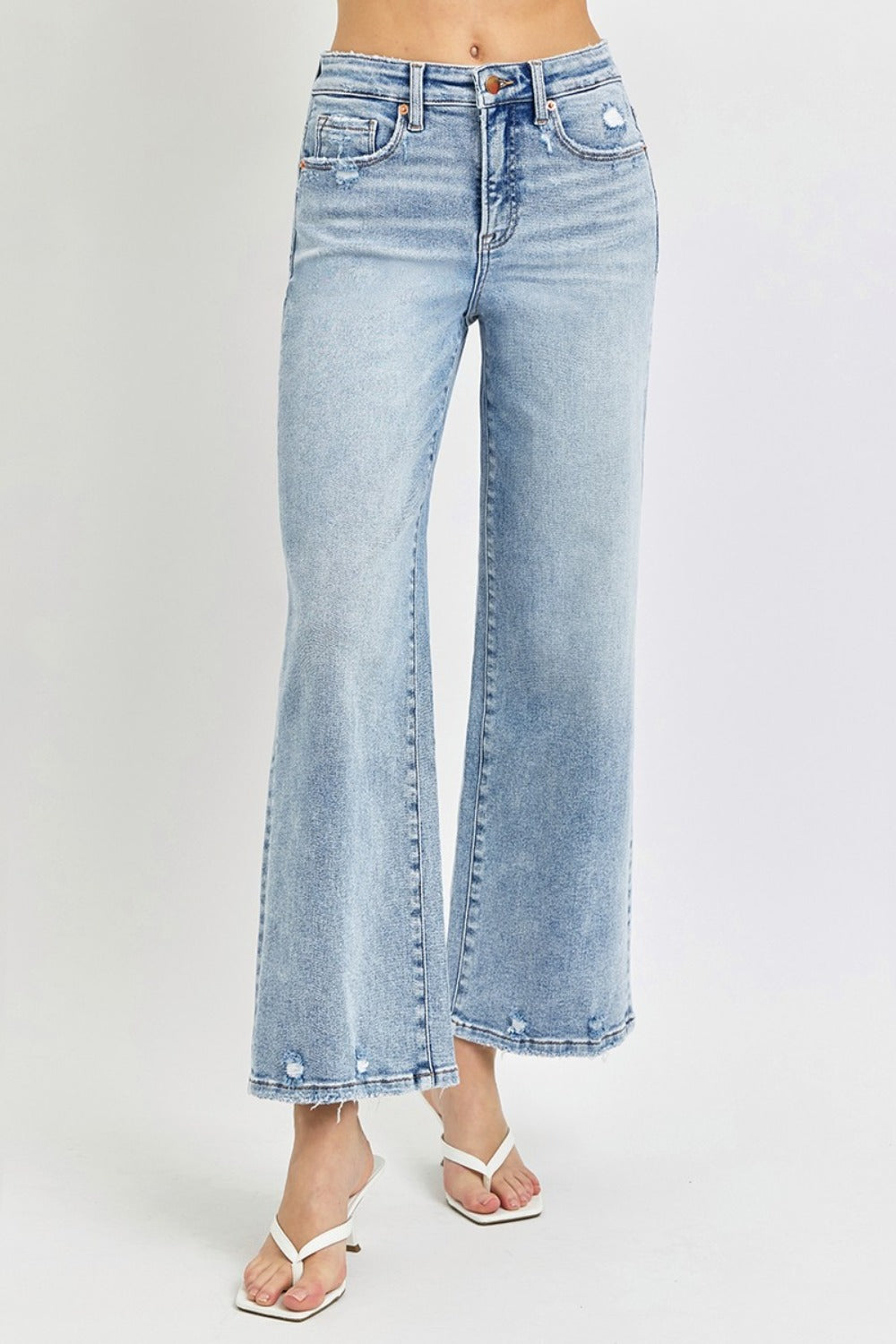 Tummy Control High Rise Crop Wide Leg Jeans by Risen