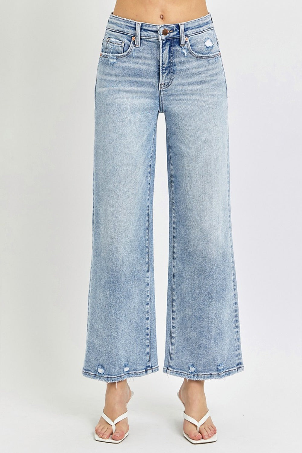 Tummy Control High Rise Crop Wide Leg Jeans by Risen