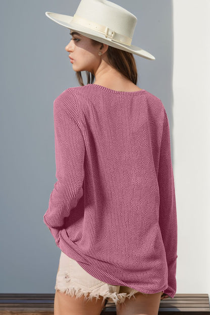 Cozy Casual Ribbed Button Top