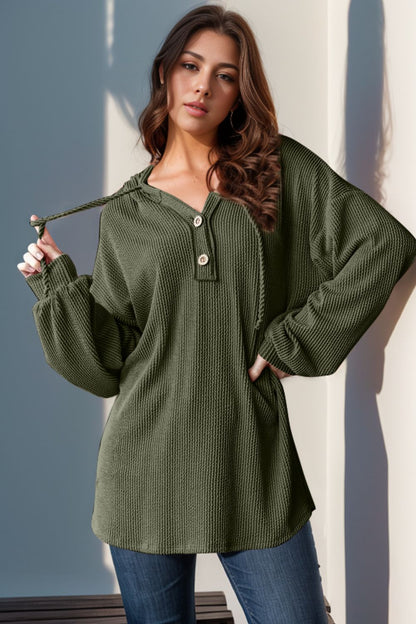 Susan Half Button Hooded Pullover