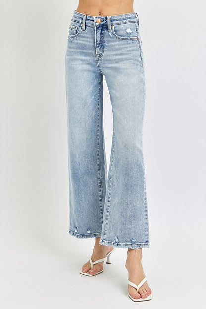 Tummy Control High Rise Crop Wide Leg Jeans by Risen