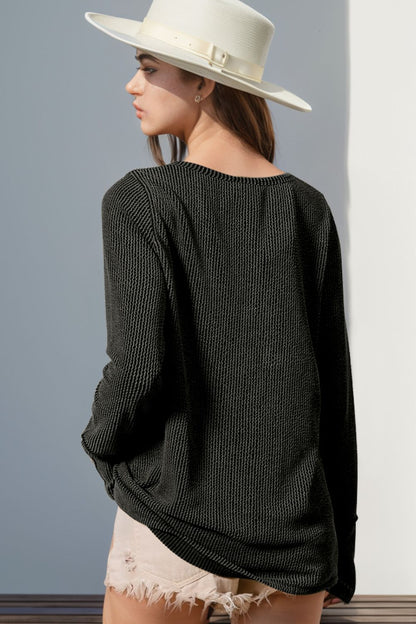 Cozy Casual Ribbed Button Top