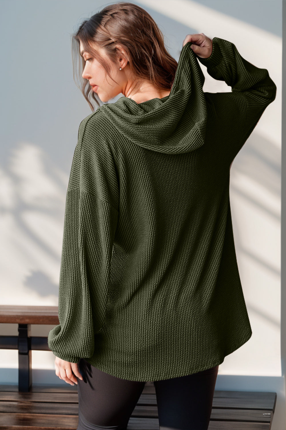 Susan Half Button Hooded Pullover