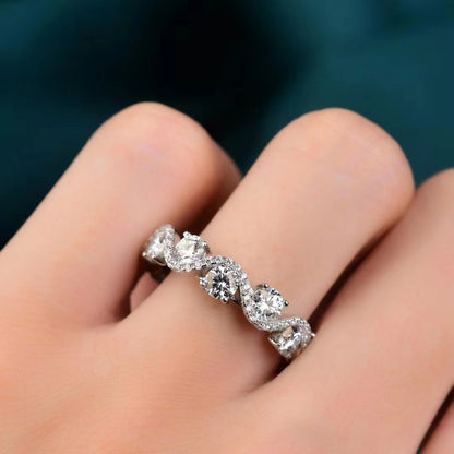 Moissanite Band 925 Sterling Silver Ring