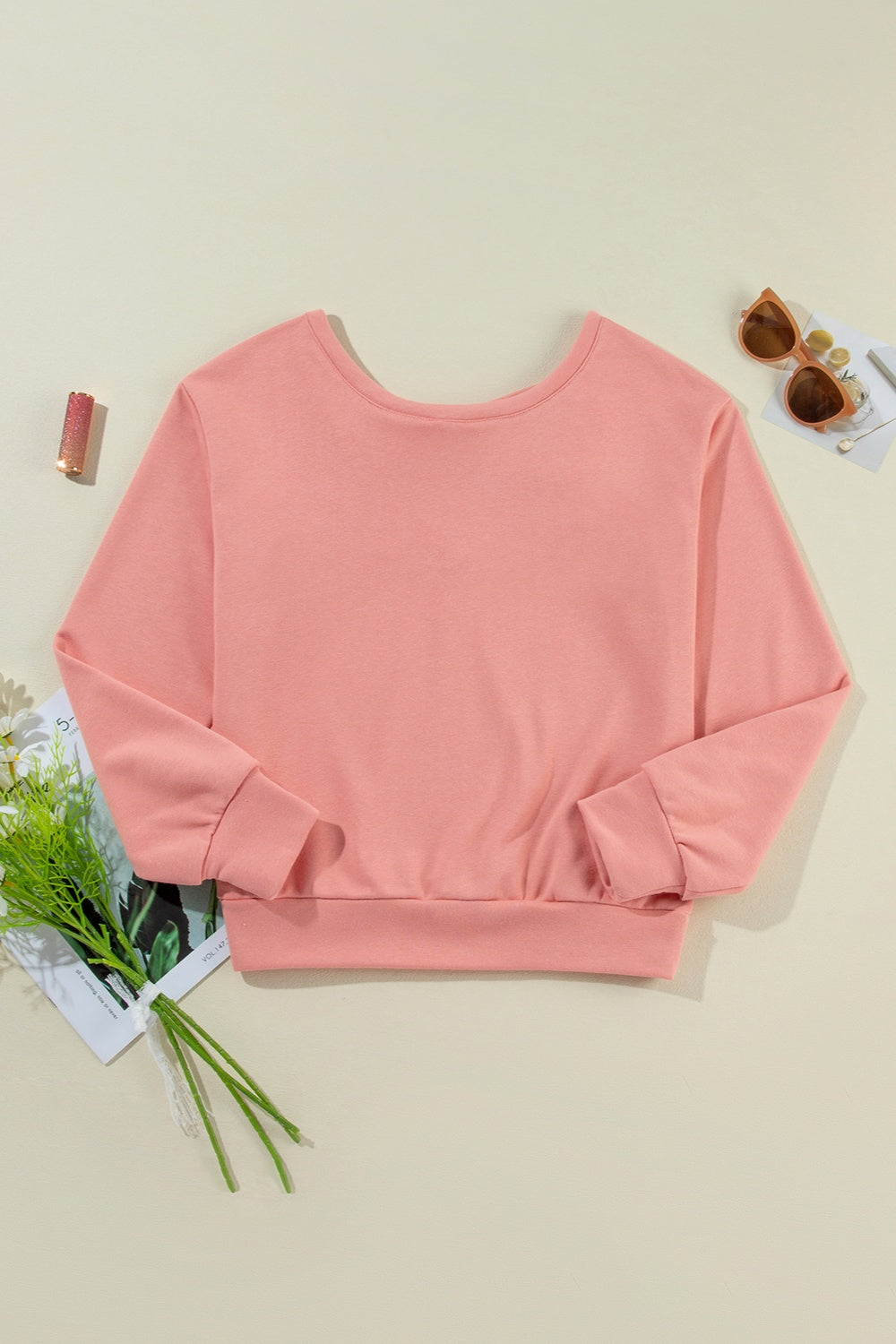 Long Sleeve Bow Back Pullover