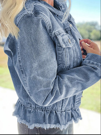 Hannah Ruffle Hem Denim Jacket