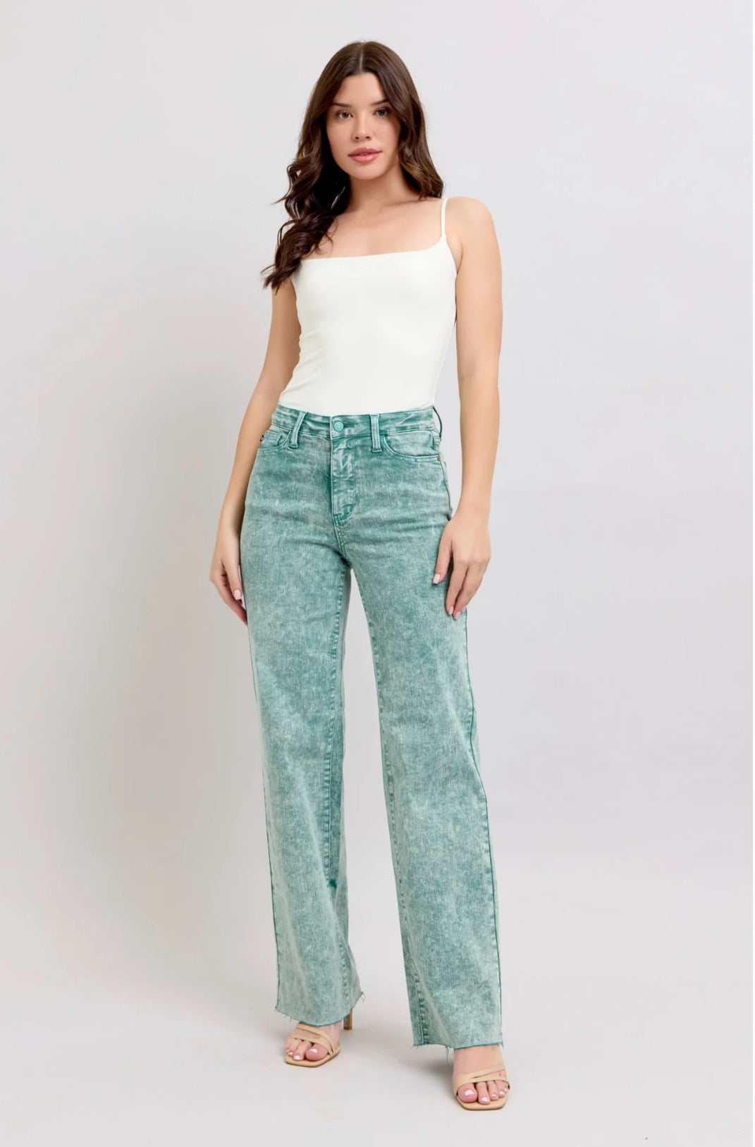 Sea Green High Waist Dad Jeans Judy Blue