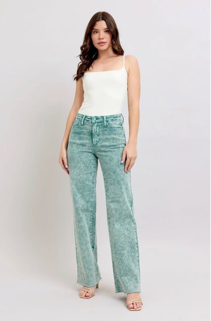 Sea Green High Waist Dad Jeans Judy Blue