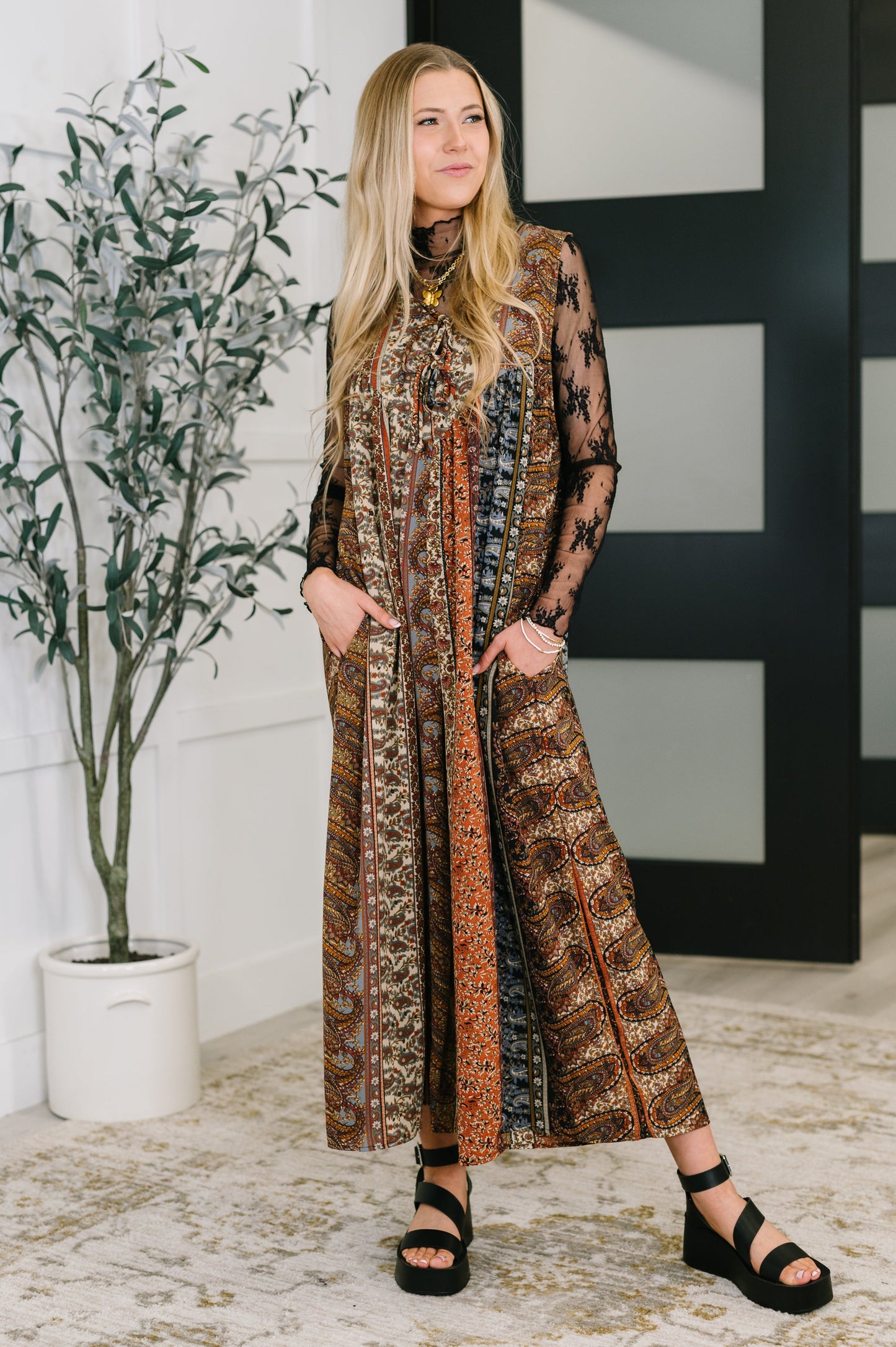 Going with the Flow Mixed Print Jumpsuit