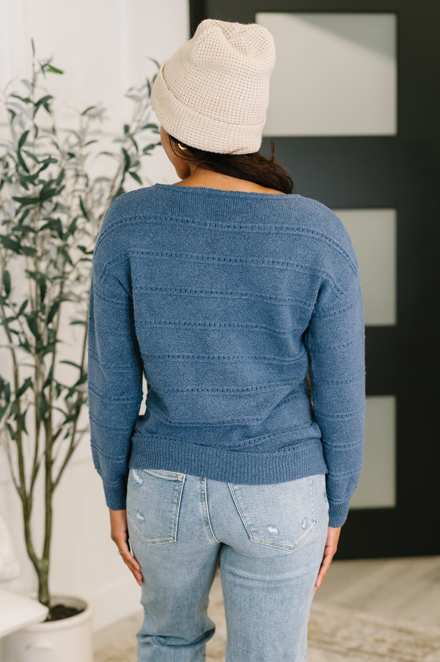 Take My Time Boatneck Textured Long Sleeve