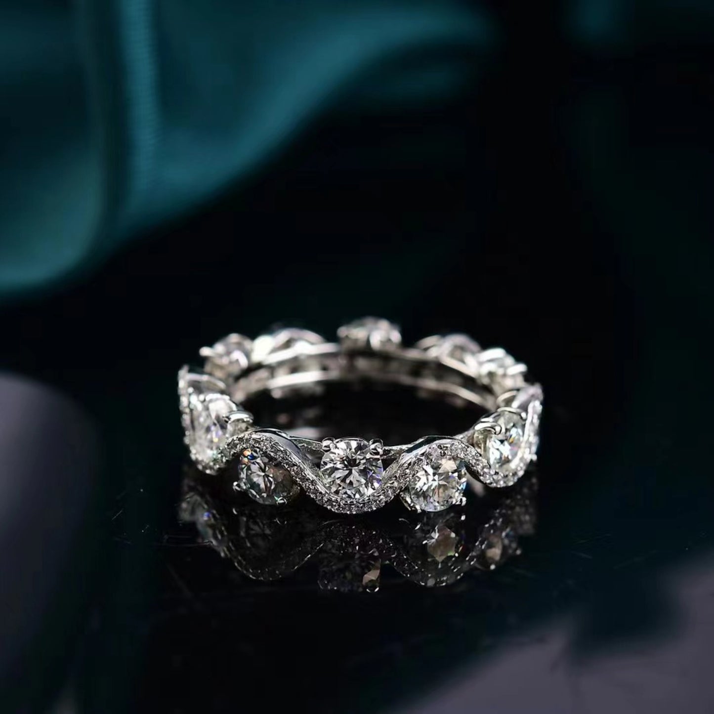 Moissanite Band 925 Sterling Silver Ring