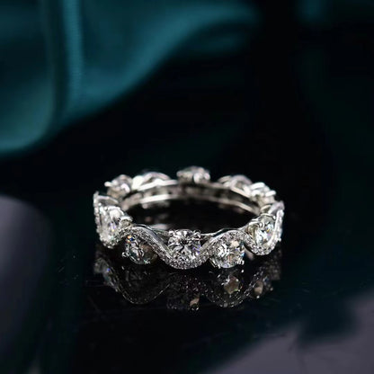 Moissanite Band 925 Sterling Silver Ring