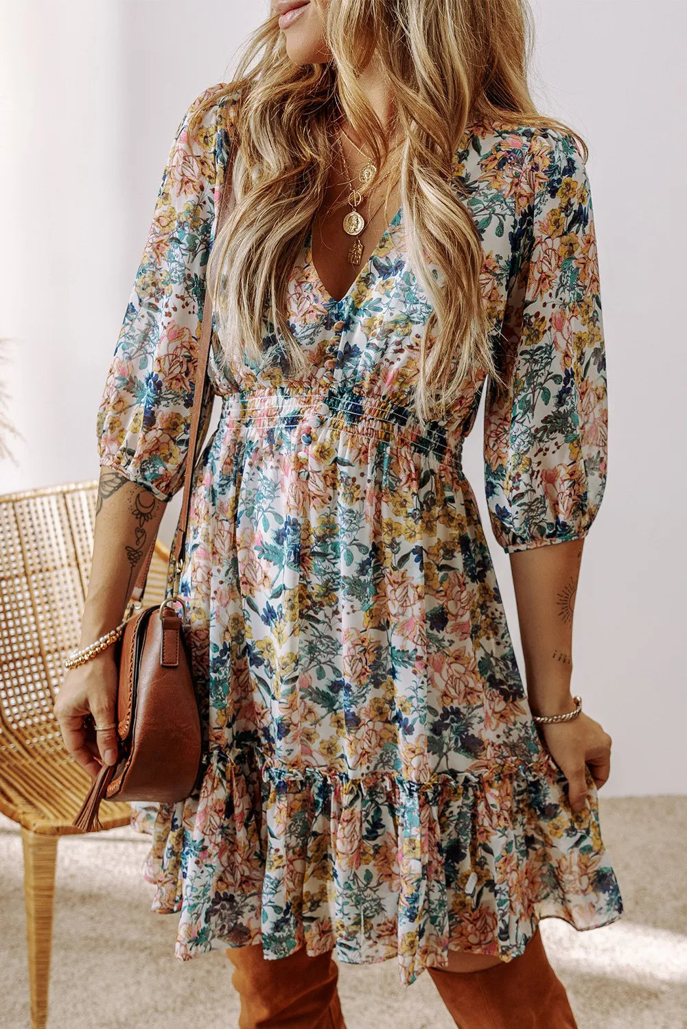 Head Over Heels Printed Fall Dress