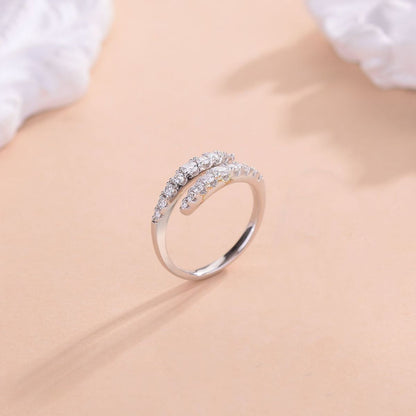 925 Sterling Silver Moissanite Bypass Band