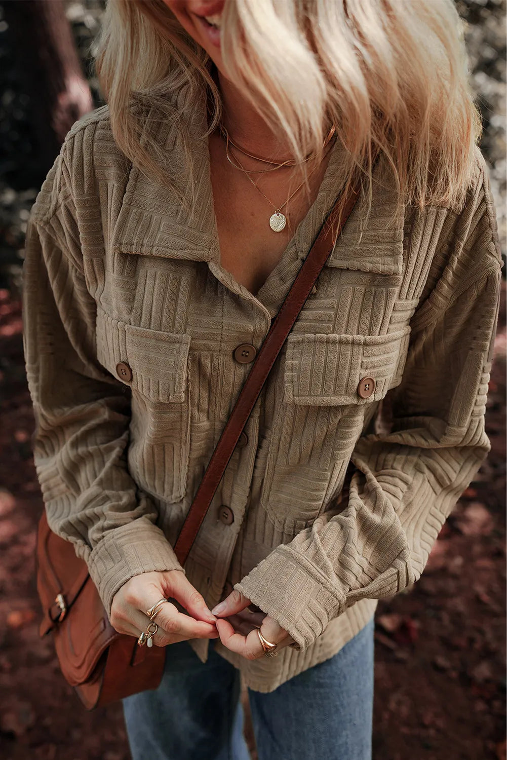 Textured Button Up Shacket