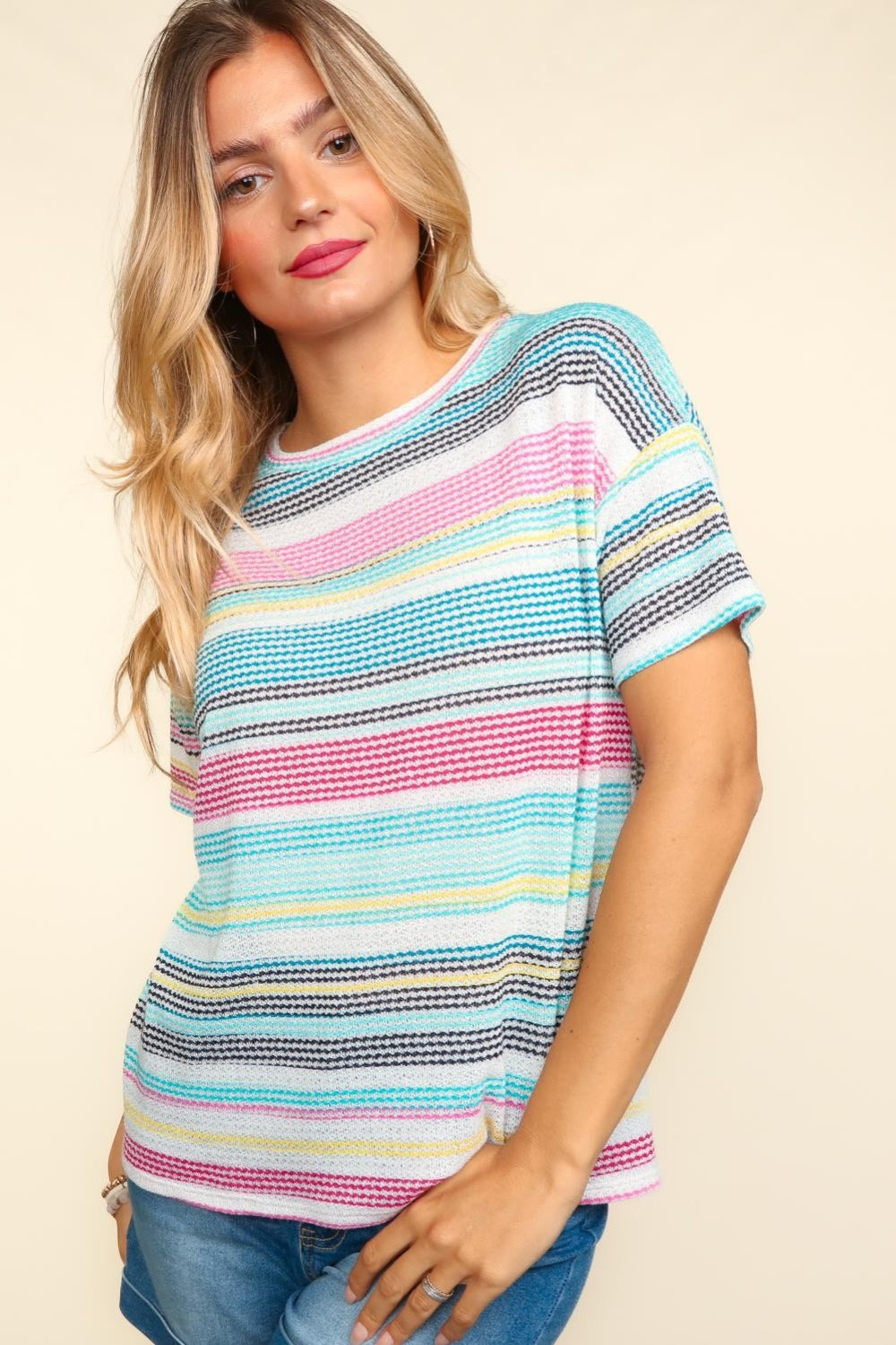 Haptics Waffle Stripe Short Sleeve T-Shirt