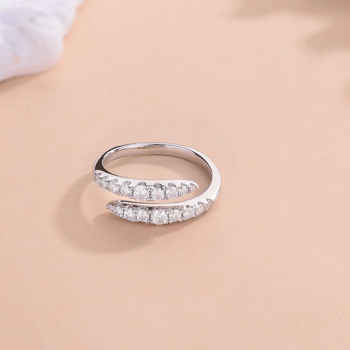 925 Sterling Silver Moissanite Bypass Band