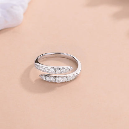 925 Sterling Silver Moissanite Bypass Band