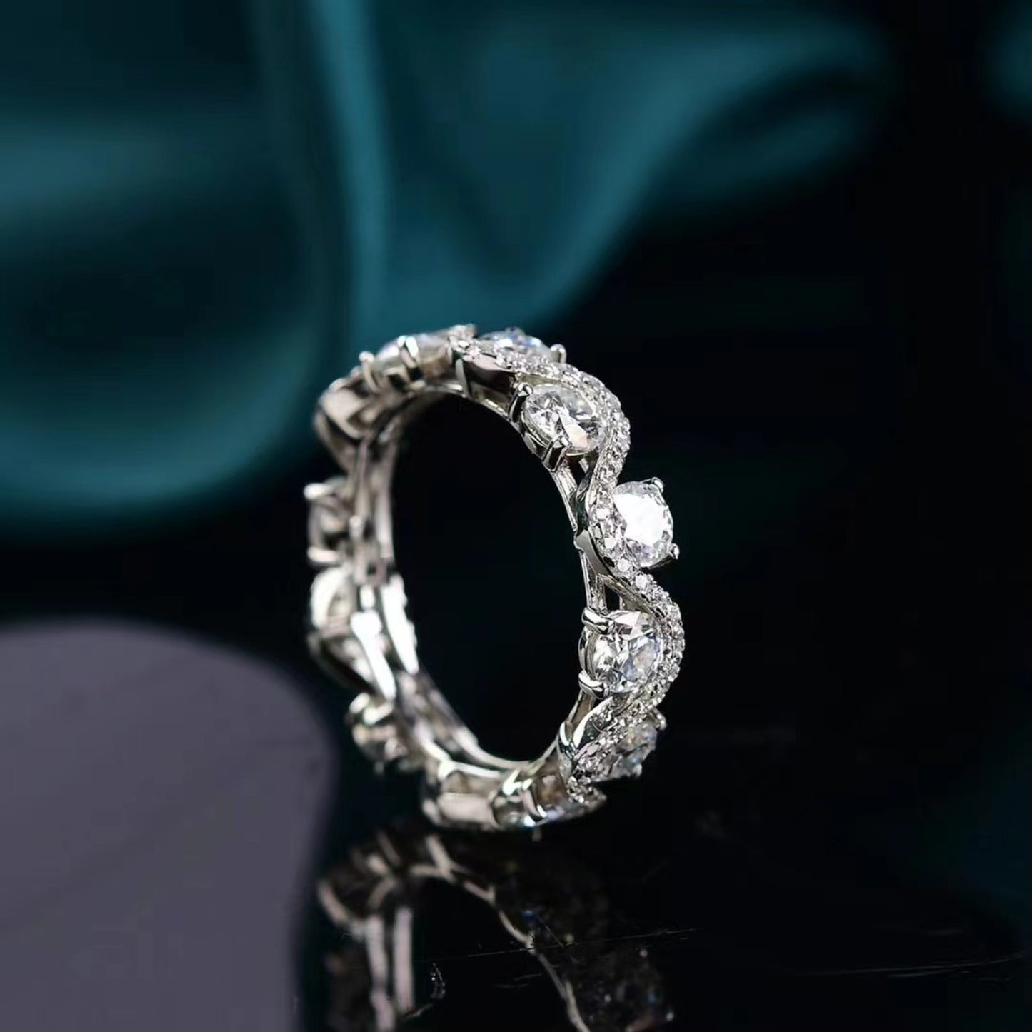 Moissanite Band 925 Sterling Silver Ring