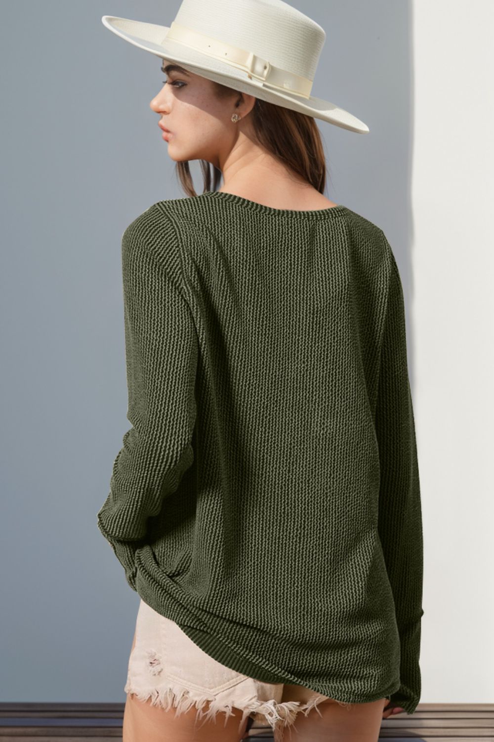 Cozy Casual Ribbed Button Top