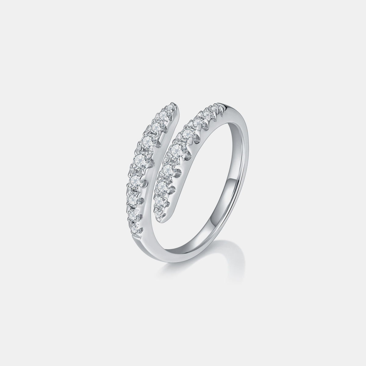 925 Sterling Silver Moissanite Bypass Band