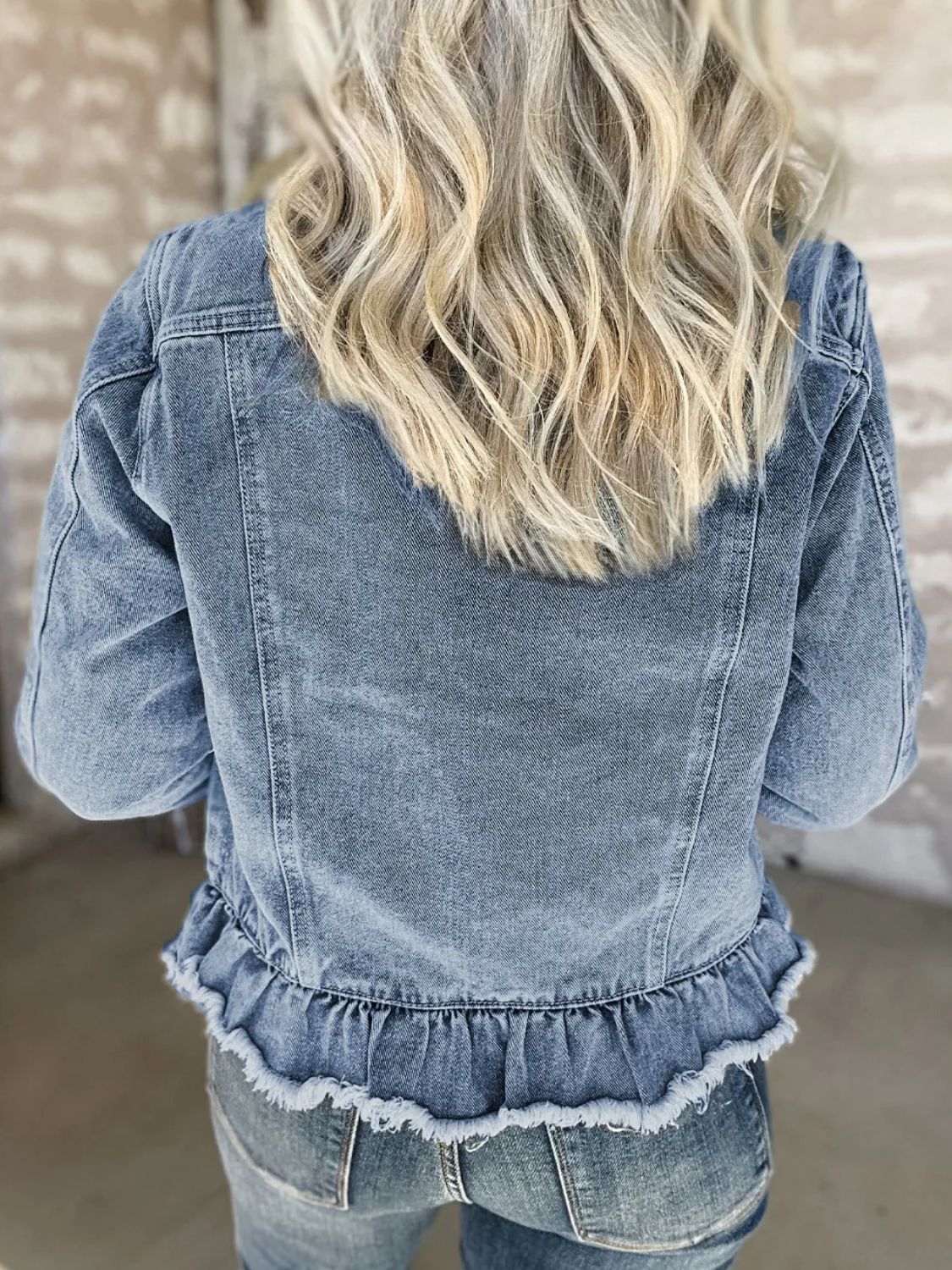 Hannah Ruffle Hem Denim Jacket