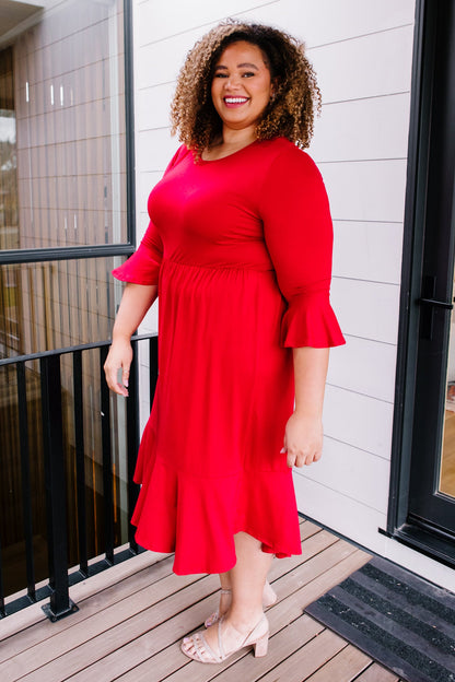 Cloudy Skies Dress in Crimson