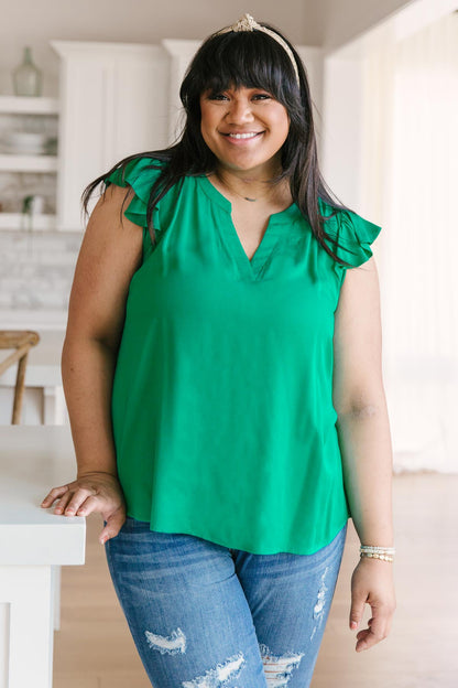 Fantastic Ruffle Sleeve in Kelly Green