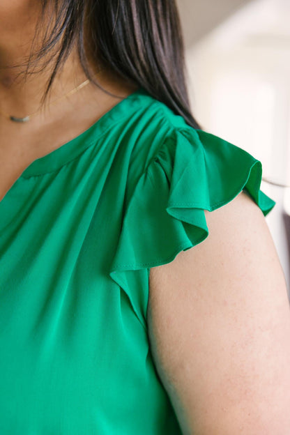 Fantastic Ruffle Sleeve in Kelly Green