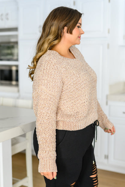 Irish Coffee Knitted Crop V Neck Sweater