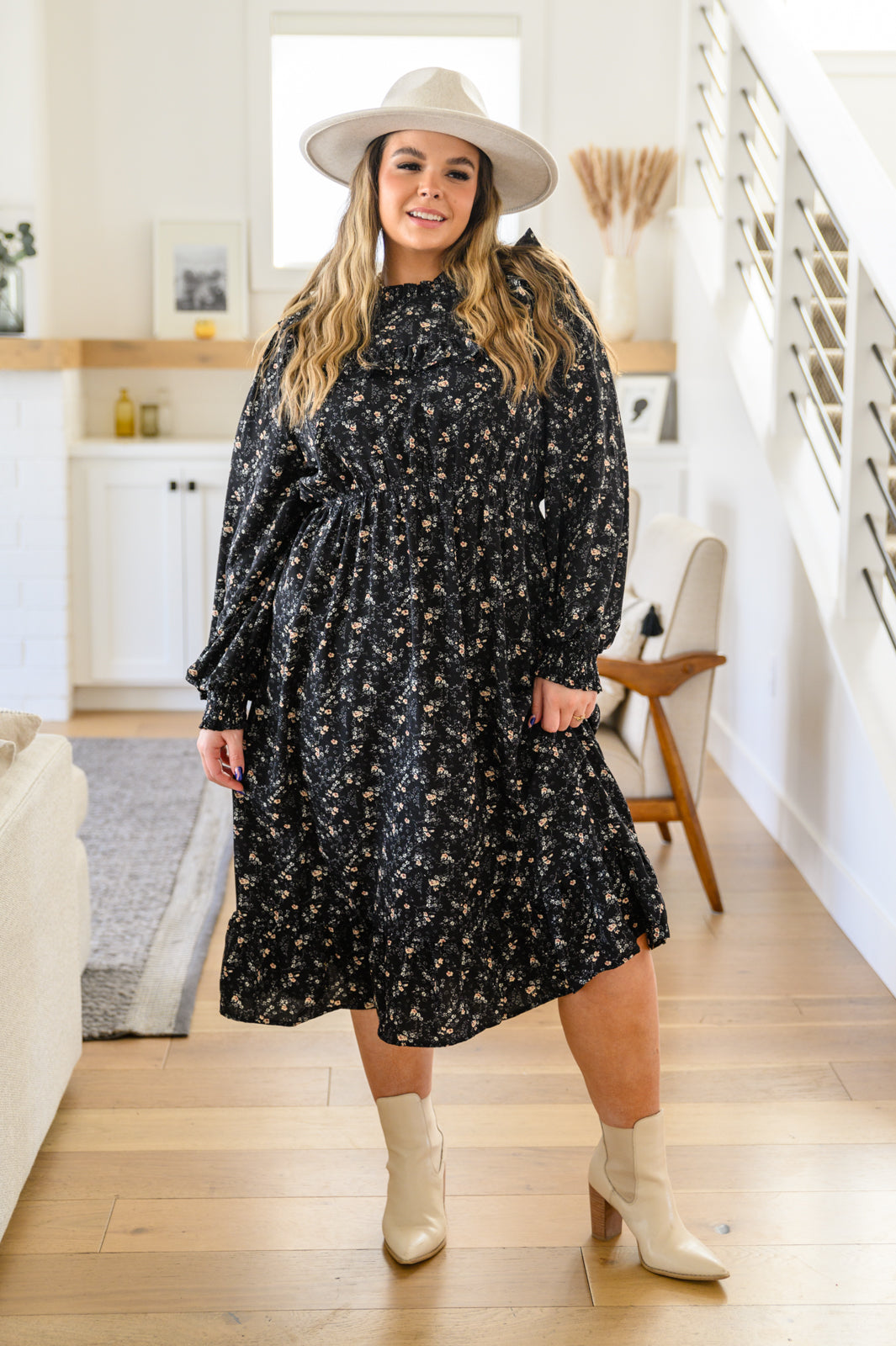 Larissa Long Sleeve Ruffle Hem Dress