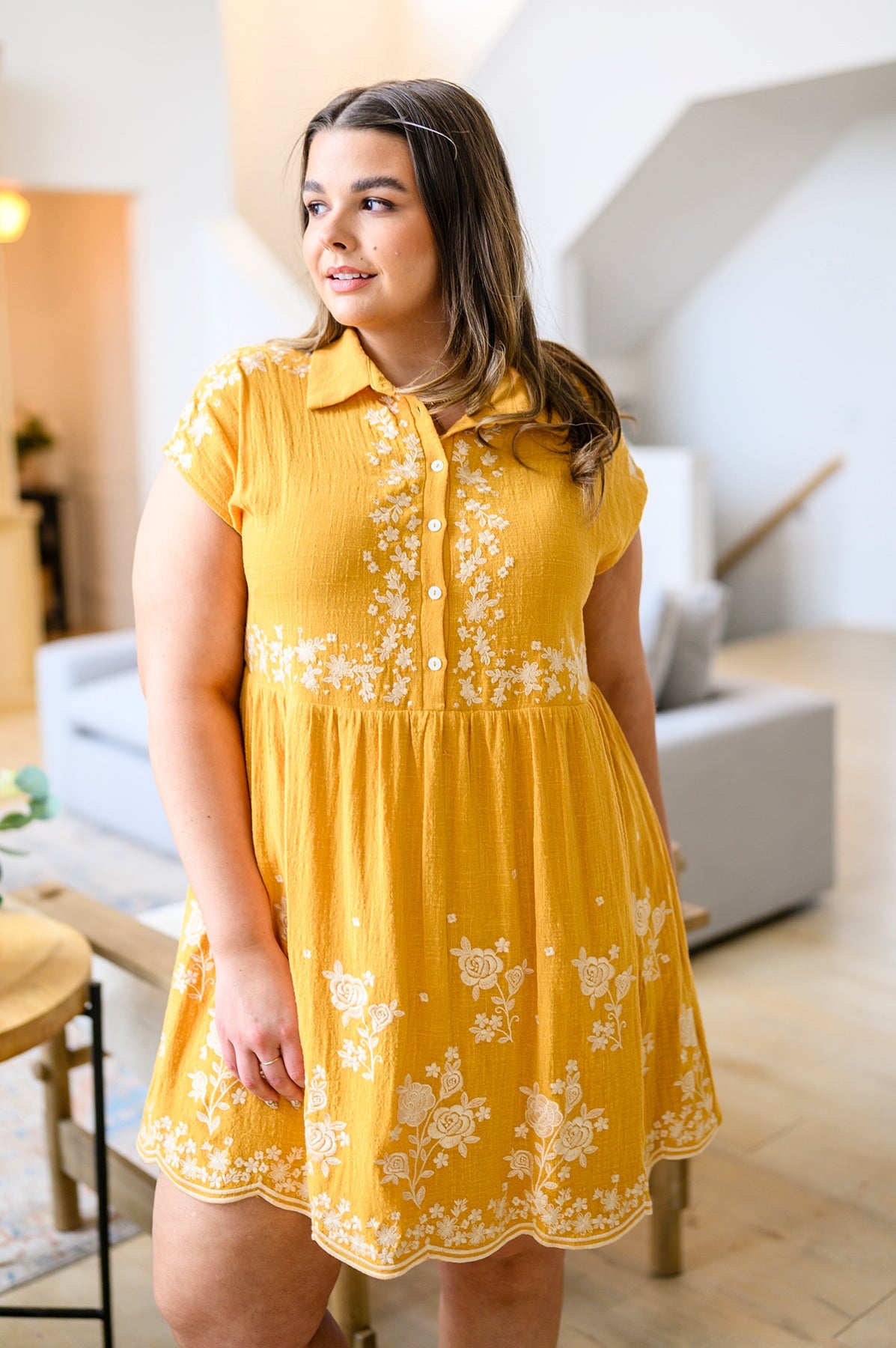 Marigold Embroidered Dress