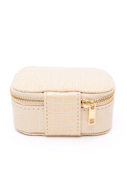 Travel Jewelry Case in Cream Snakeskin