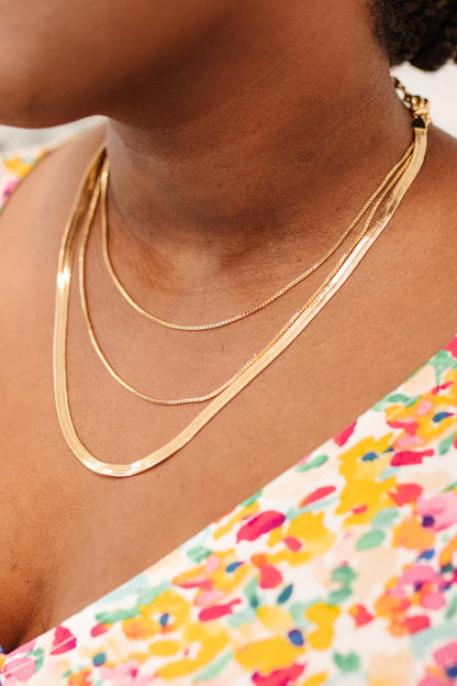 Triple Chain Necklace in Gold