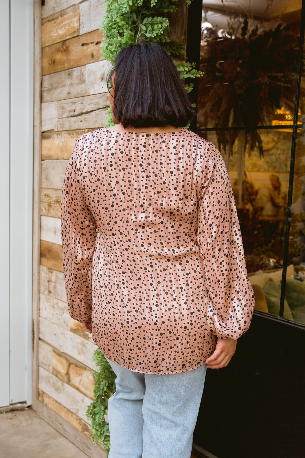 Vivian Satin Blouse in Rose Gold